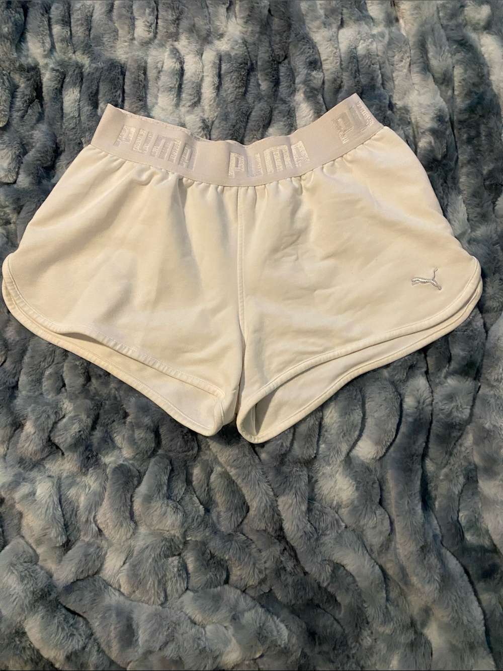 Puma White Women's Elastic-Waist Athletic Shorts